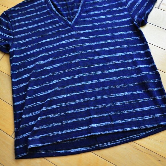 Rag & Bone The Knit Stripe V-Neck T-Shirt XS - Picture 5 of 11